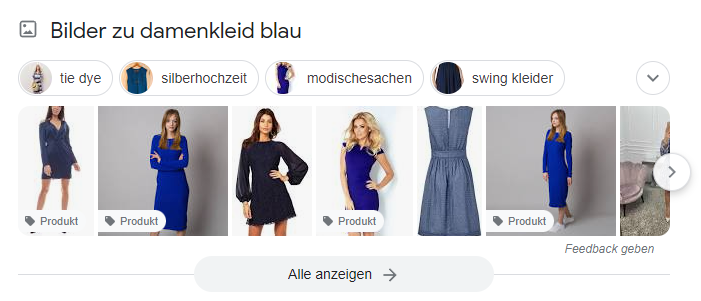bilder seo google bildersuche serp damenkleid blau